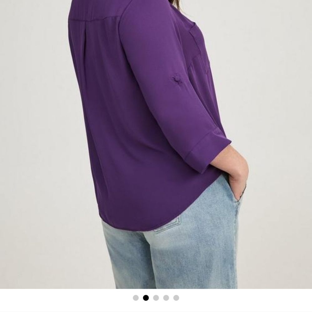 Torrid NWT Size 4 Harper Georgette 3/4 Sleeve Deep Purple Blouse - Picture 3 of 8